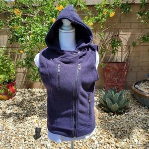 NWT Thanth Navy Blue Hooded Fleece Vest Medium